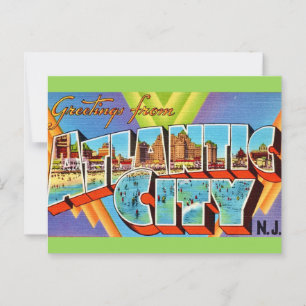 Carte postale de salutations d'Atlantic City NJ