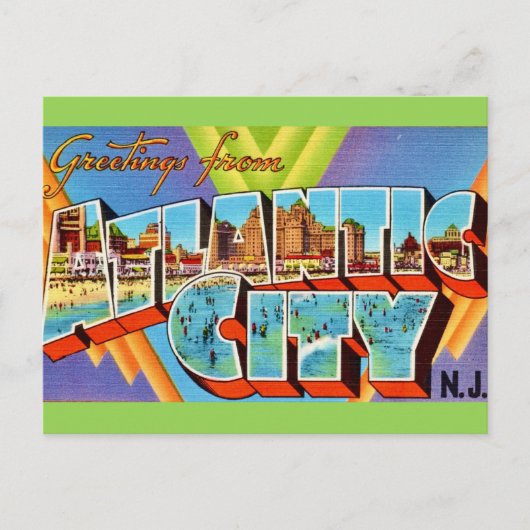 Carte postale de salutations d'Atlantic City NJ (Devant)