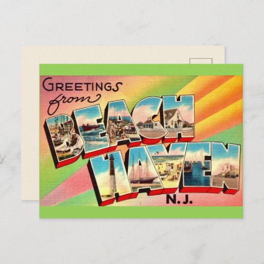 Carte postale de salutations de Beach Haven NJ (Devant / Derrière)