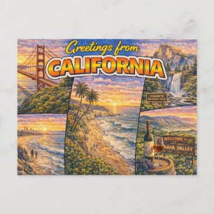 Carte postale de salutations de Californie