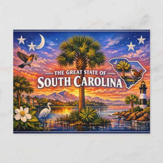 Carte postale de salutations de Caroline du Sud (Devant)