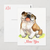 Carte postale de salutations de chiot bouledogue V (Devant / Derrière)
