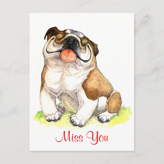 Carte postale de salutations de chiot bouledogue V (Devant)