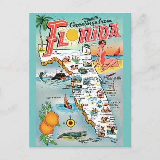Carte postale de salutations de Floride (Devant)