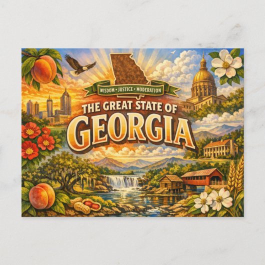 Carte postale de salutations de Géorgie (Devant)