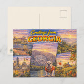 Carte postale de salutations de Géorgie (Devant / Derrière)