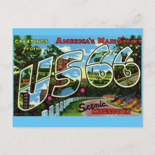 Carte postale de salutations de la route 66 Scenic (Devant)