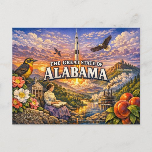 Carte postale de salutations de l'Alabama (Devant)