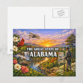 Carte postale de salutations de l'Alabama (Devant / Derrière)