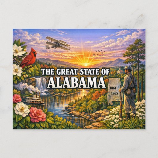 Carte postale de salutations de l'Alabama (Devant)