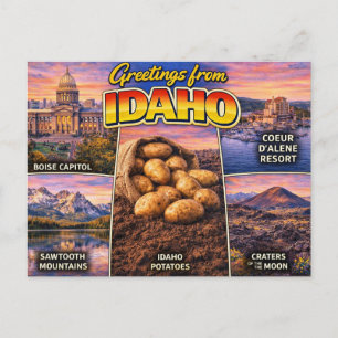 Carte postale de salutations de l'Idaho