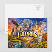 Carte postale de salutations de l'Illinois (Devant / Derrière)