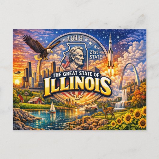 Carte postale de salutations de l'Illinois (Devant)