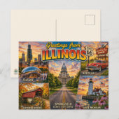 Carte postale de salutations de l'Illnois (Devant / Derrière)