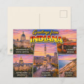 Carte postale de salutations de l'Indiana (Devant / Derrière)