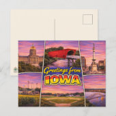 Carte postale de salutations de l'Iowa (Devant / Derrière)