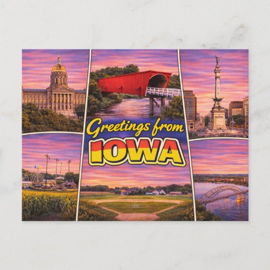 Carte postale de salutations de l'Iowa (Devant)
