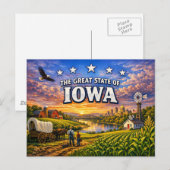 Carte postale de salutations de l'Iowa (Devant / Derrière)