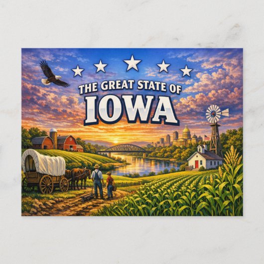 Carte postale de salutations de l'Iowa (Devant)