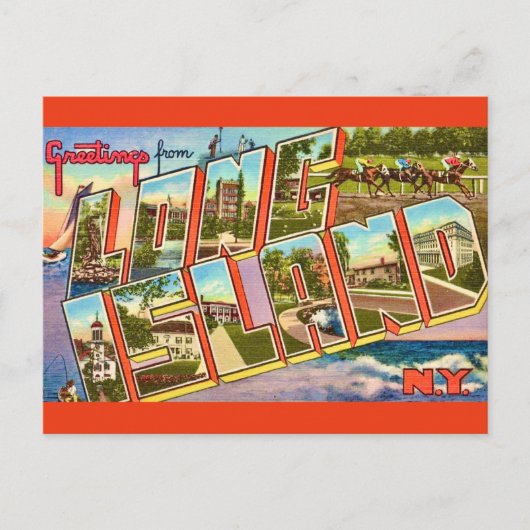 Carte postale de salutations de Long Island NY (Devant)