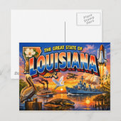 Carte postale de salutations de Louisiane (Devant / Derrière)