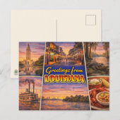 Carte postale de salutations de Louisiane (Devant / Derrière)