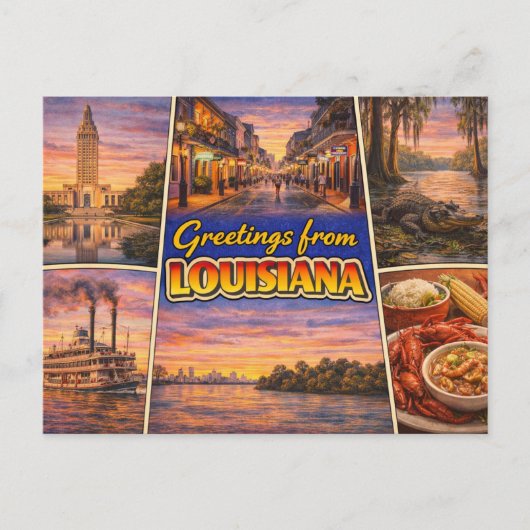 Carte postale de salutations de Louisiane (Devant)
