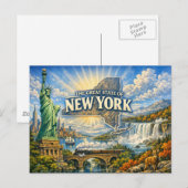 Carte postale de salutations de New York (Devant / Derrière)