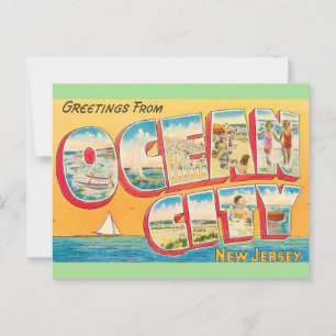 Carte postale de salutations de Ocean City NJ vint