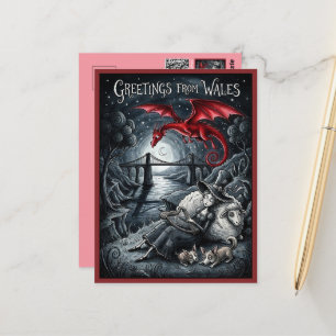 Carte postale de salutations de pays de Galles de