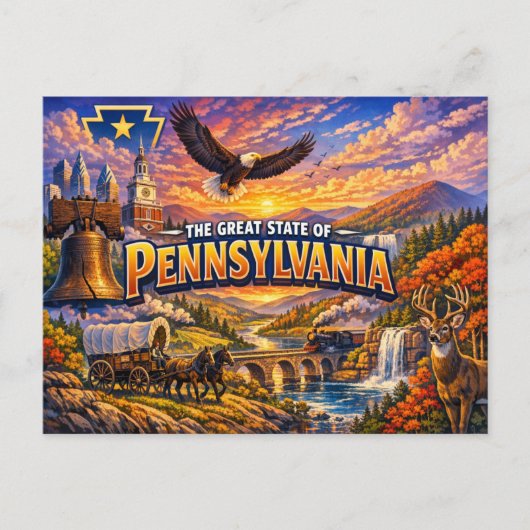 Carte postale de salutations de Pennsylvanie (Devant)