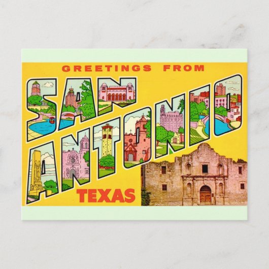Carte postale de salutations de San Antonio (Devant)