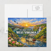 Carte postale de salutations de Virginie-Occidenta (Devant / Derrière)