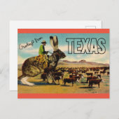 Carte postale de salutations de voyage du Texas - (Devant / Derrière)
