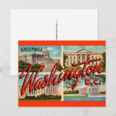 Carte postale de salutations de Washington DC (Devant / Derrière)