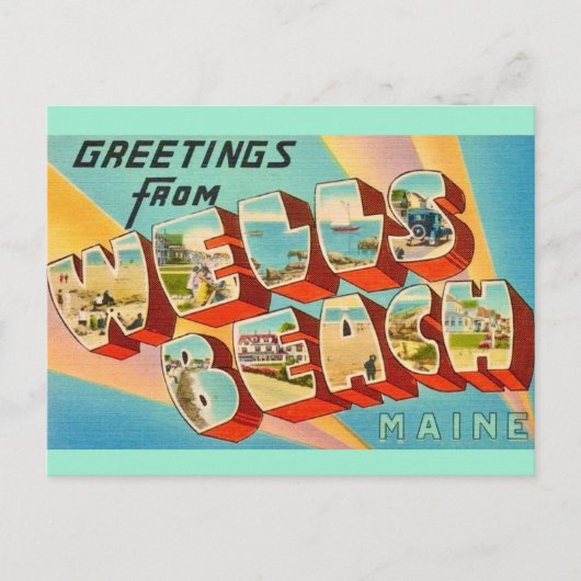 Carte postale de salutations de Wells Beach Maine (Devant)