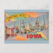Carte postale de salutations Des Moines Iowa (Devant)
