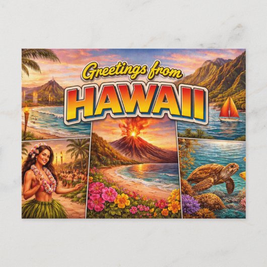 Carte postale de salutations d'Hawaii (Devant)