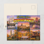 Carte postale de salutations du Connecticut (Devant / Derrière)