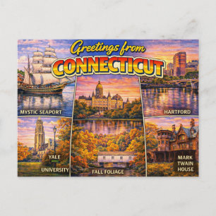 Carte postale de salutations du Connecticut