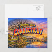 Carte postale de salutations du Connecticut (Devant / Derrière)