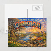Carte postale de salutations du Connecticut (Devant / Derrière)