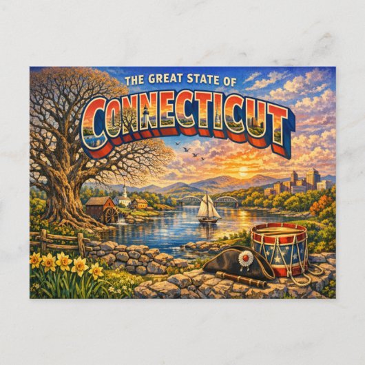 Carte postale de salutations du Connecticut (Devant)