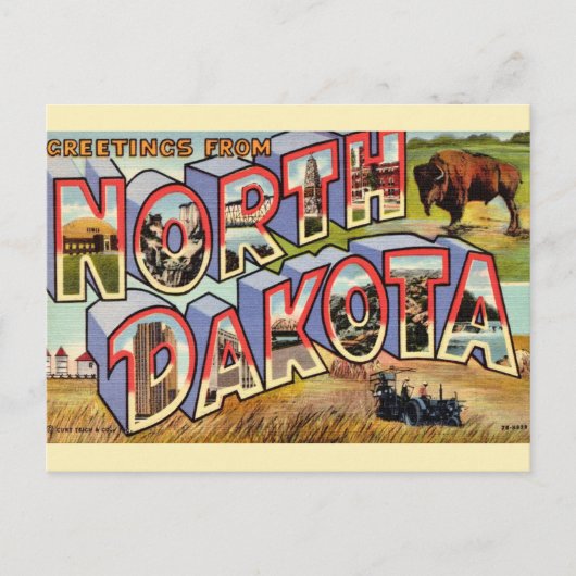 Carte postale de salutations du Dakota du Nord (Devant)