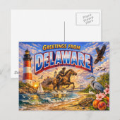 Carte postale de salutations du Delaware (Devant / Derrière)