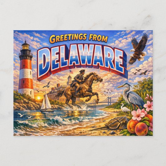Carte postale de salutations du Delaware (Devant)
