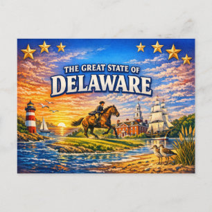 Carte postale de salutations du Delaware