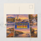 Carte postale de salutations du Maine (Devant / Derrière)