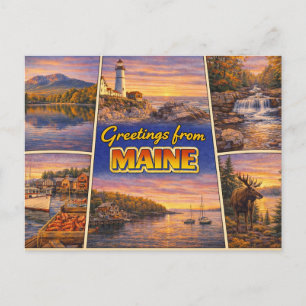 Carte postale de salutations du Maine