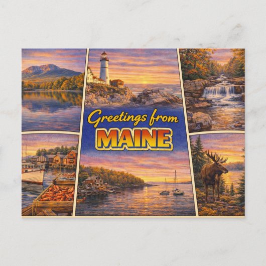 Carte postale de salutations du Maine (Devant)